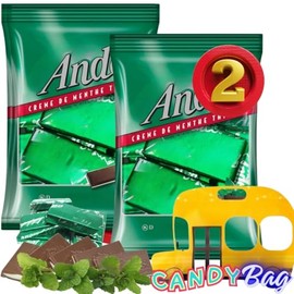 (PACK OF 2) Andes-Creme De Menthe Thins - Comes With One Bus Resealable ZipBag | Individually Wrapped Mint & Dark Chocolate Candy Pieces | Peanut Free & Gluten Free (2.72oz Each Bag)