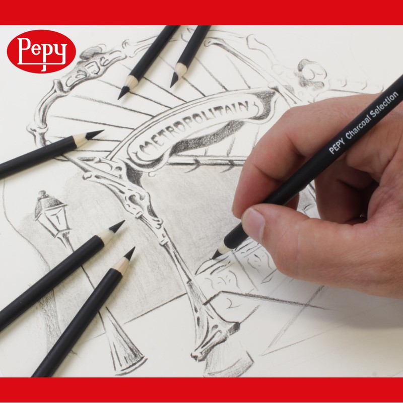 Pepy Professional Medium Charcoal Pencil Drawing Set – Set of