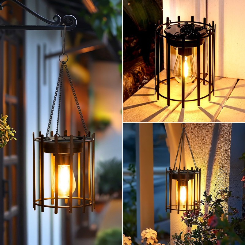 KOOPER Solar Lanterns Outdoor Waterproof, 14.56" Upgraded Bright Hanging Solar