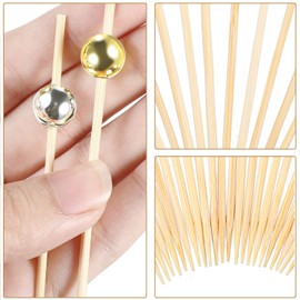 Blulu 200 Pieces Cocktail Picks 4.7 Inch Fruit Sticks Pearl Bamboo Toothpicks for Wedding Birthday Party Supplies (Silver and Gold)