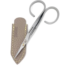 Professional Nail Scissors Luxury Stainless Steel Manicure Tools in SHPITSER Genuine Leather Case Made in Italy (Cuticle scissors Extra Pointed)