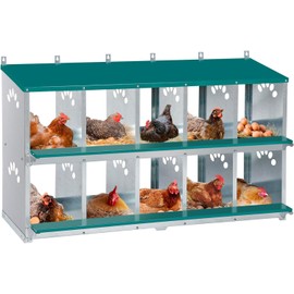 Toriexon Chicken Nesting Box, 10 Compartment Nesting Box, 10 Room Metal Nesting Boxes for Chicken