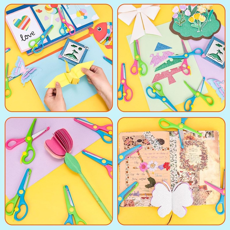 LOVESTOWN Kids Safety Scissors - 6 PCS Blunt Tip School