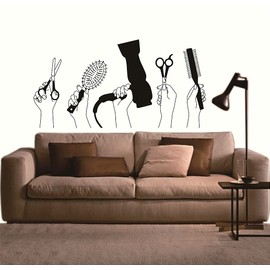 Fashionable Hair Salon Decor Vinyl Door Hairdresser Wall Sticker for Barber Stickers Salon Decal