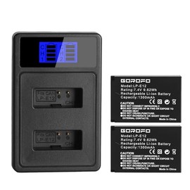 GOROFO 2-Pack of LP-E12 Camera Batteries and LED Dual Slot Charger Set, Compatible with Canon EOS M2, EOS M, EOS M10, EOS M50, EOS M50 Mark II, EOS M100, EOS M200, EOS100D,