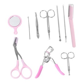 10-Piece Eyebrow Grooming Kit for Women Eyebrow Razors Scissors and Eyelash Curler Set and Trimming