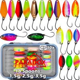 Paradox Fishing Trout Spoon Sets with Box and Snaps Trout Bait Set for Trout Fishing, Trout Blinker UV Spoons, Trout Bait Set, Spoons Trout
