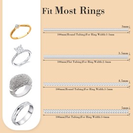 LUCKNIGHT 2 Styles Ring Guard Transparent, Ring Size Adjuster for Loose Rings, 8 Size Ring Spacer Fit Almost Any Rings Jewelry