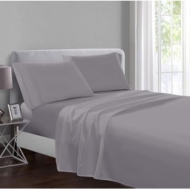 Wear & Snug Flat Sheet 100% Egyptian Cotton Flat Sheet Dyed Plain Flat Sheets 200 Thread Count Super Soft Flat Sheets (Grey, King)