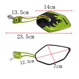 ESUPPORT Green Motorcycle Motorbike 8mm 10mm Rearview Side Mirror ATV Scooter Bike Flame Fire