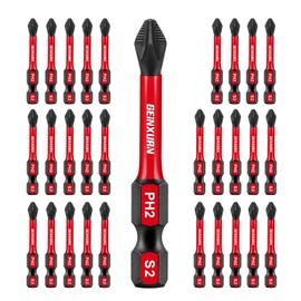 Geinxurn 30Pieces Magnetic #2 Phillips 2 in. Hex Anti-Slip Screwdriver Bits, 1/4 Inch Hex Shank Impact Tough PH2 Cross Screwdriver Bits Set