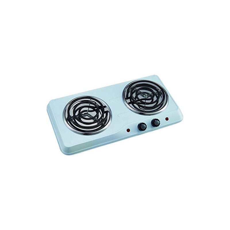 Courant Double Burner, 1700W Hot-Plate, White Countertop Burner, Portable Electric