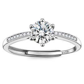 JeweBella Adjustable 925 Sterling Silver Rings for Women 18K Gold Plated Eternity Promise Engagement Ring Wedding Rings Cubic Zirconia Thumb Ring Womens Anniversary Jewellery Gifts with Box