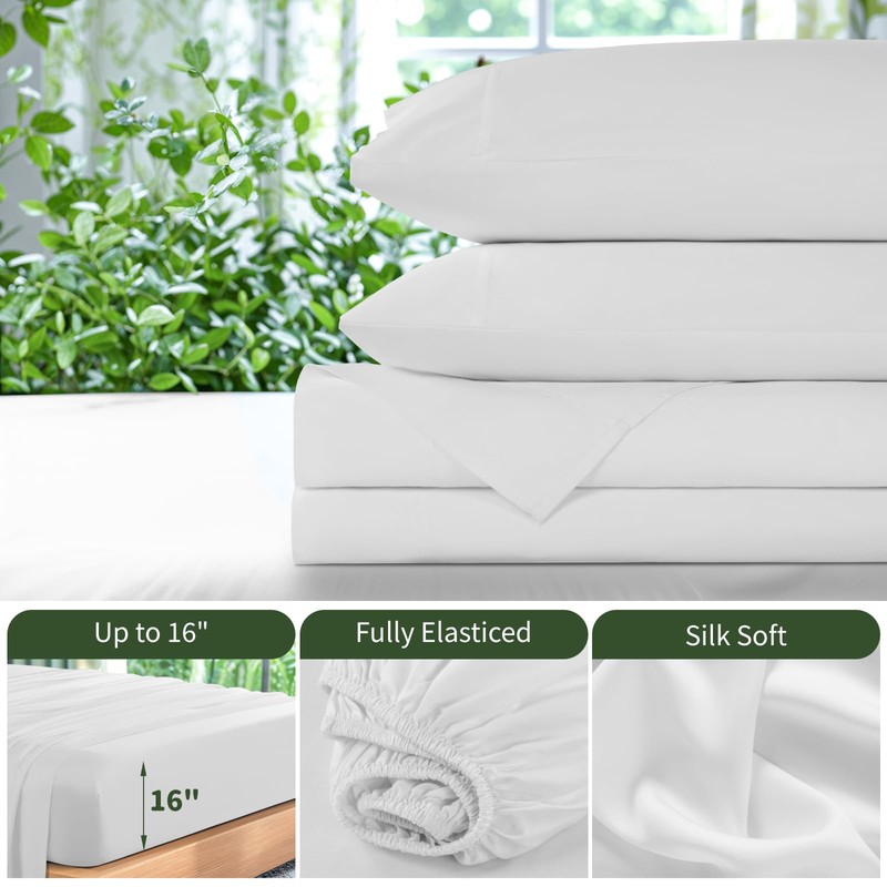 LBRO2M 100% Viscose Derived from Bamboo Bed Sheet 4 Piece