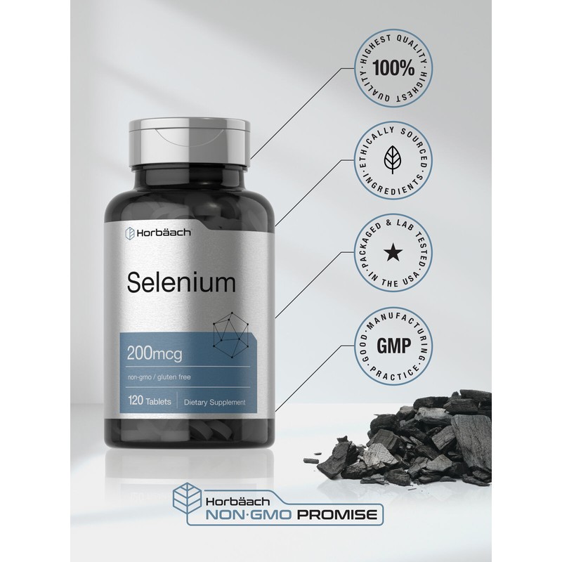 Horbäach Selenium 200 mcg | 120 Tablets | Vegetarian, Non-GMO,