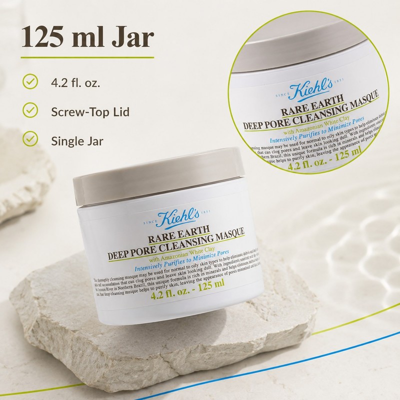 Kiehl's Rare Earth Deep Pore Cleansing Masque, Amazonian White Clay,