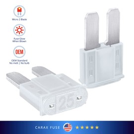 CARAX Glow Fuse – Premium Fuse Micro 2 Blade APT/ATR – 25A Kit 1 pcs – Glow When Blown LED Automotive Fuse – Smart Auto Glow Fuse Easy Identification – 1 pcs