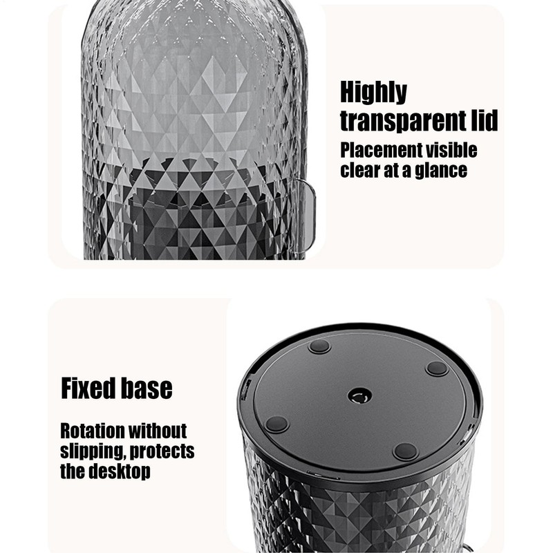 Makeup Brush Holder Organizer with Lid - 360°Rotating Waterproof Cosmetic