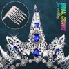 GORTIN Rhinestones Tiara and Crown Silver Queen Crowns Blue Baroque