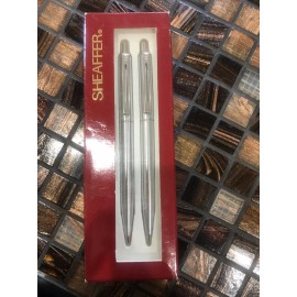 Sheaffer Sentinel Brushed Chrome Ballpoint Pen Set Of Two