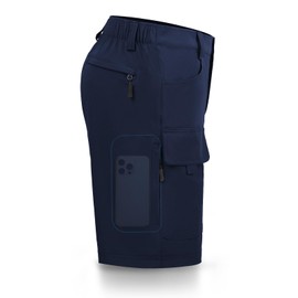 Hiauspor - Pantalones cortos tipo cargo de senderismo para hombre, 9 pulgadas/10 pulgadas, secado rápido, ligeros, impermeables para golf, pesca táctica, casual, con 6 bolsillos, marino, 34 Regular