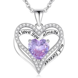 S925 Sterling Silver Necklace for Women, Birthday Necklaces Gifts for Girlfriend Wife, Wedding Anniversary Jewelry 18K White Gold Filled, Unique Love Gift for Her, June