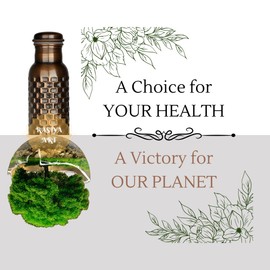 Rasiya Art Pure Copper Water Bottle - 32 oz - BPA Free Non-Insulated Jointless Leakproof Durable Metal Bottles for Sports and Travel - Antique Brick