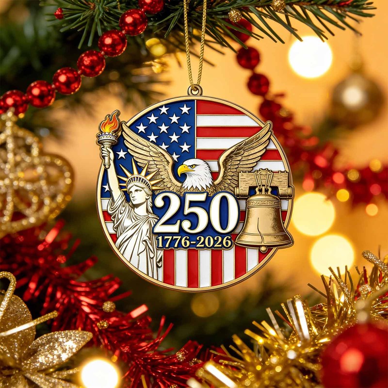 250 Years of America Semiquincentennial Ornament, 2D Acrylic 1776-2026 Patriotic