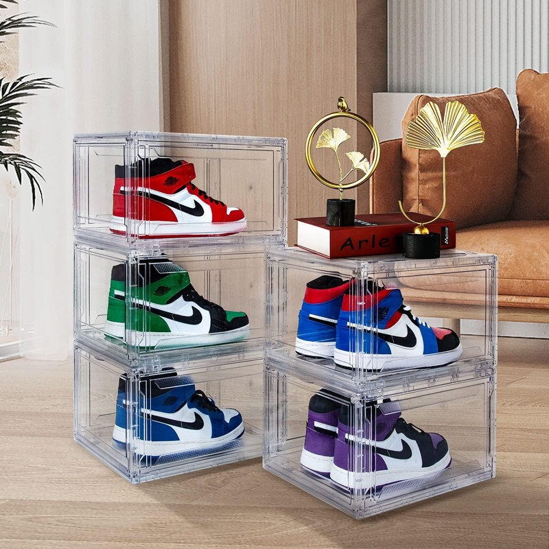 AOHMPT Upgraded 12 Pack Shoe Box,Acrylic Clear Shoe Boxes,Drop Front