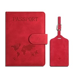 Aussi Valup Travel Wallet & Passport Holder - Leather Passport Wallet for Men & Women, Family Passport Cover, Travel Organizer for ID & Credit Cards, Perfect for Plane Trips, Journeys & Tours (Red)