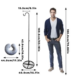 MHLLGN Adjustable Shepherd's Hook 49-63 Inches with Water Bag for Indoor and Outdoor, Black Iron Pole Stand for Wind Chimes, Bird Feeders, Garden Plants, Wedding Event, and Home Decor