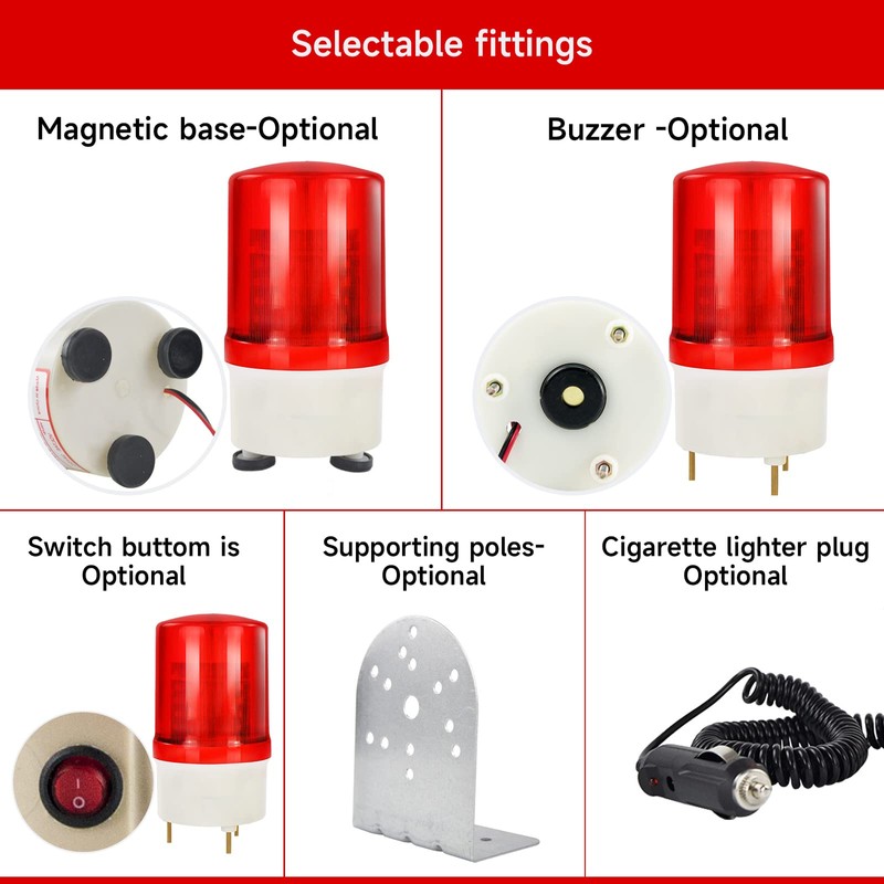 YASONG LTE-1101MJ Rotating Warning Light with 90dB Buzzer, AC110V-120V Industrial