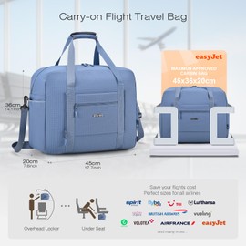 SPAHER Easyjet Airlines Cabin Bag 45x36x20 Foldable Travel Duffle Weekend Gym Bags for Women Waterproof Overnight Hospital Holdall Bag Handbag Large Carry on Underseat Hand Luggage Blue