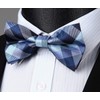 HISDERN Bow Ties for Men Plaid Blue Mens Bowtie Pretied