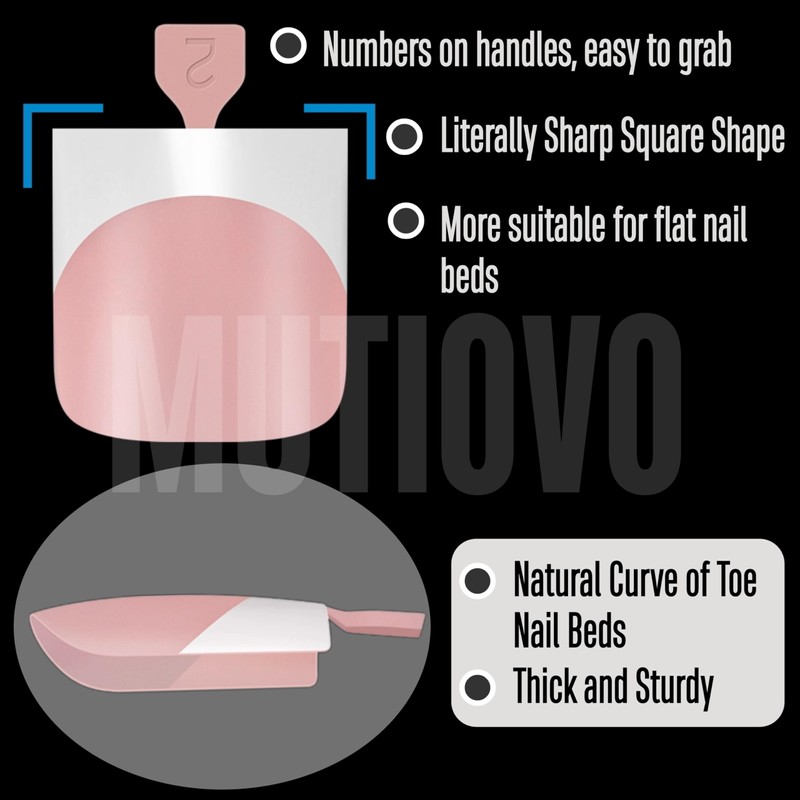 MUTIOVO French Tip Toe Nail Tips Press on, Sharp Square