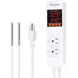 Pymeter 2 in 1 Digital Temperature Controller Dual Outlet Heat Mat Thermostat Reptile...