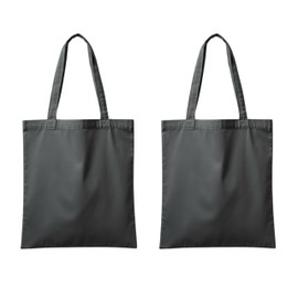 POLHIM Cotton Bag Jute Bag 220 g/m² Heavy - Fabric Bag Unprinted with Long Handles - Robust Carry Bag for DIY, Shopping, Everyday Tote Bags (Pack of 2), gray, Unit size