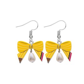 Teacher Earrings for Women Pencil Bow Shaped Dangle Earrings Teacher Appreciation Gifts from Student Back to School Jewelry