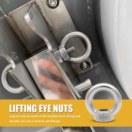 Stainless Steel M6 Lifting Eye Nuts 5 Pack - Female Threaded Lifting Hardware for Marine/Roofing/Safety Loads