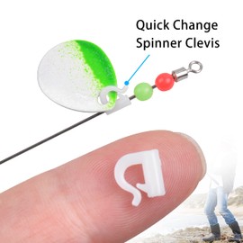 200pcs Quick Change Spinner Clevis Easy Spin Fishing Clevis Plastic Quick Snaps for Spinner Blades Crawler Harness Walleye Rig Spinner Making Speed Clevis