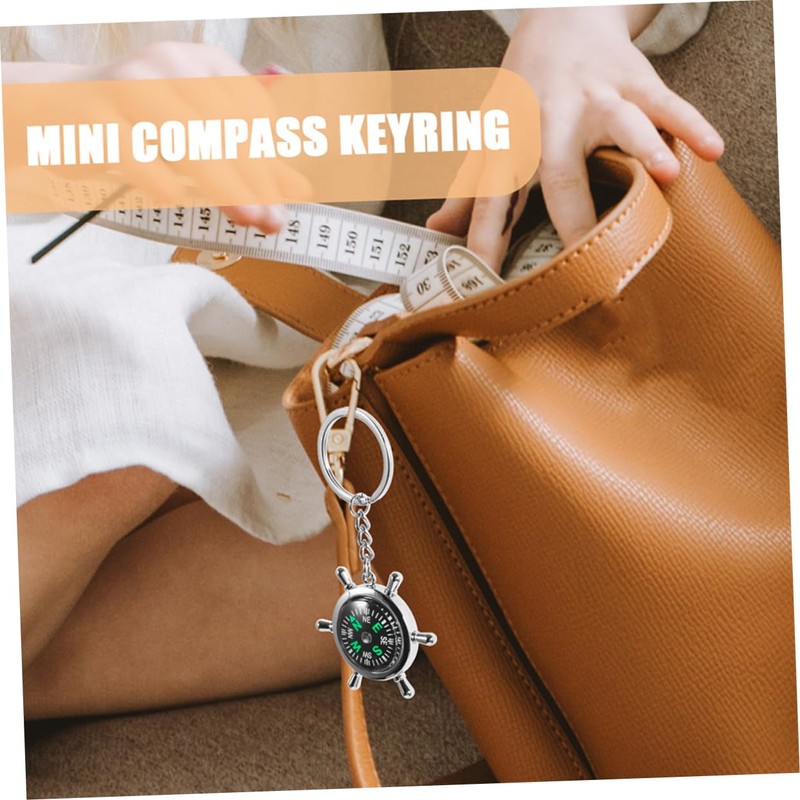 WOONEKY 1 Pair Compact Compass Keychain Lightweight Tool for Hiking