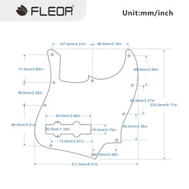 FLEOR 10 Hole J Bass Pickguard Scratch Plate Pick Guards for 4 Strings American/Mexican Standard J Bass Part, 4Ply Brown Tortoise Shell