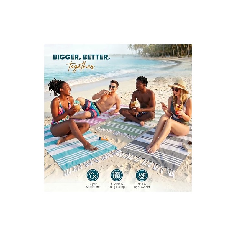 Utopia Towels 4 Pack Oversized Turkish Beach Towels