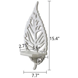 SOFE Decorative Leaf Wall Sconce Set, White Metal Floating Shelves, Farmhouse Wall Mounted Display Shelf for Candles, Plants, Home Decor, 2 Pack