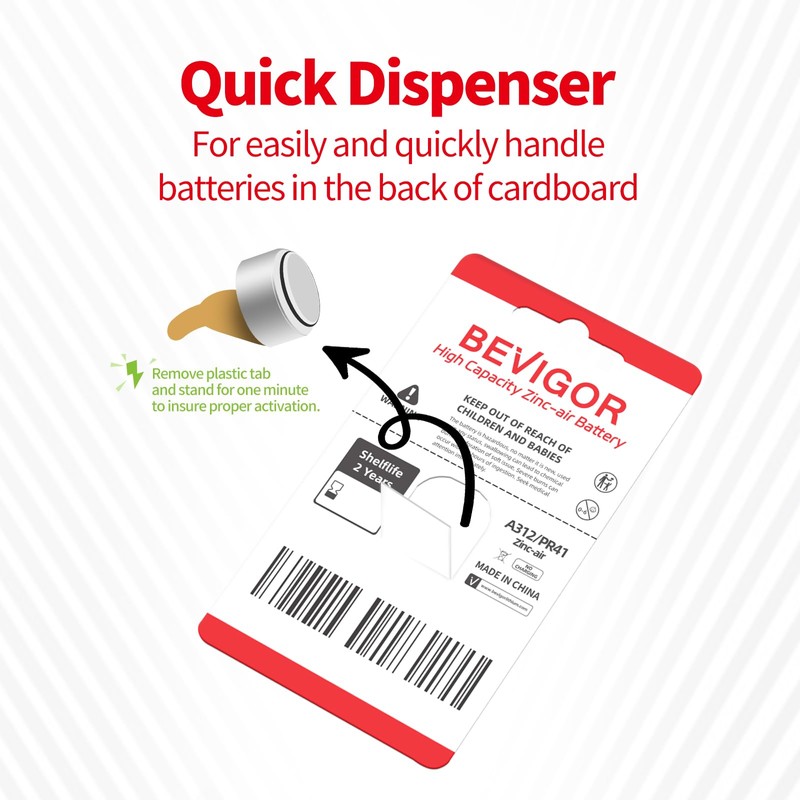 BEVIGOR Hearing Aid Batteries Size 312, Mercury Free (24 Count),