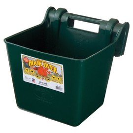 Little Giant Plastic Hook Over Feeder (Green) Heavy Duty Mountable Livestock & Pet Feed Bucket (15 Quart) (Item No. HF15GREEN)