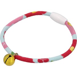 Kokoneko Honpo Cat Collar, Safety Safety with Bell, Japanese Pattern, Lightweight, Adjustable, Made in Japan, Handmade (Lucky Camellia, Light Blue)