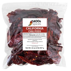 2lb California Dried Whole Chilies Peppers Bulk, Anaheim Chile Food Service by 1400s Spices
