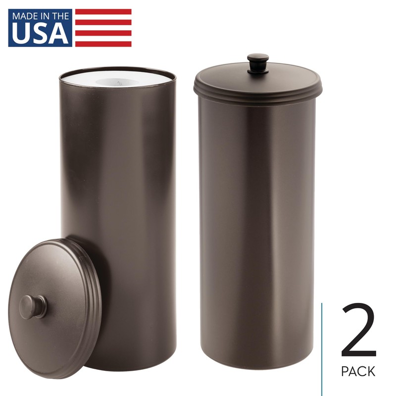 iDesign Freestanding Bathroom Toilet Paper Storage Holder with Lid for