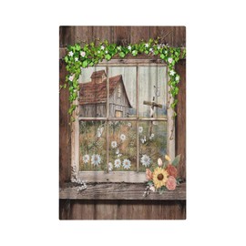 Farm Barn Farmhouse Rustic Country Flower 1 Gang Light Switch Cover No Device Wall Plate Decorative Single Blank Switchplate Electrical Faceplate for Bathroom Bedroom Art Panel Decorate